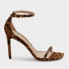 Stuart Weitzman Leopard Print Calf Hair Ankle Strap Sandals - Size 9